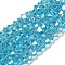 Glass Beads Strands, AB Color Plated, Faceted, Bicone, Deep Sky Blue, 3.5~3.8x3~3.5mm, Hole: 0.5mm, about about 107~110pcs/strand, 32.5~34cm