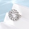Brass Micro Pave Cubic Zirconia Cuff Rings, Round, Cadmium Free & Lead Free, Rack Plating, Long-Lasting Plated, Platinum, 20x20mm