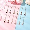 6 Pairs Shell Pearl Dangle Earrings, Round, with Cherry Quartz Glass, Natural Green Aventurine, Natural Carnelian, Natural Quartz Crystal and Dyed Natural Lapis Lazuli, Golden, 64.5x8.5mm
