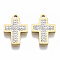 201 Stainless Steel Pendants, with Polymer Clay Crystal Rhinestone, for Religion, Cross, Golden, 19x13x2~3mm, Hole: 1.6mm
