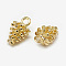 Brass Charms, Cadmium Free & Nickel Free & Lead Free, PineCones, Real 18K Gold Plated, 12.5x7mm, Hole: 2mm