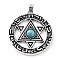 Tibetan Style Plastic Star of David Pendants, Flat Round Alloy Charms with Hexagram Pattern, Antique Silver, 35x31.5x4.5mm, Hole: 3x3.5mm
