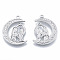 Non-Tarnish 201 Stainless Steel Pendants, Moon with Woman, Stainless Steel Color, 31x22x2mm, Hole: 2mm
