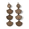 Flat Round & Fan Poplar Wood Big Pendants, with Iron Jump Ring, Coconut Brown, 70x19x2mm, Hole: 5mm
