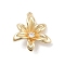 Brass Pave Clear Cubic Zirconia Pendants, Cadmium Free & Nickel Free & Lead Free, Flower, Long-Lasting Plated, Real 14K Gold Plated, 21x18.5x5mm, Hole: 1.2mm