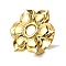 Adjustable 304 Stainless Steel Open Cuff Ring Components, Bezel Cup Ring Settings, Flower, Ion Plating(IP), Real 18K Gold Plated, Tray: 6mm, Inner Diameter: 18mm, Flower: 25.5x29.5mm