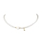 Brass Micro Pave Grade AAA Cubic Zirconia Letter Pendant Necklaces, Heart & Round Baking Painted Pearlized Glass Pearl Beaded Necklaces for Women, Letter L, 15.20 inch(38.6cm)