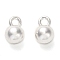 Alloy Charms, Long-Lasting Plated, Round, Silver, 9x6mm, Hole: 1.6mm