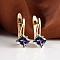 Rhombus Brass Micro Pave Cubic Zirconia Hoop Earrings, Golden, Colorful, 17x13mm