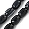 Natural Banded Agate/Striped Agate(Dyed & Heated) Beads Strands, Column, Black, 17~18x13mm, Hole: 1mm, about 11pcs/strand, 7.68''(19.5cm)