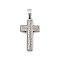 304 Stainless Steel Pendants, Thorns Cross Charm, Anti-Tarnish, Stainless Steel Color, 25x14x2mm, Hole: 5x3mm