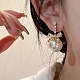 Серьги-гвоздики с бантом и круглыми прозрачными кубическими цирконами из сплава с микропаве FS-WG257E1-01-2