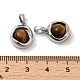 Плоские круглые подвески из латуни с натуральным тигровым глазом KK-M270-39P-01-3