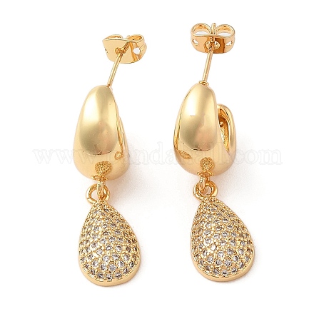 Серьги-гвоздики из латуни с микро-паве EJEW-G394-15G-1