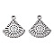 Non-Tarnish 201 Stainless Steel Pendants, Laser Cut, Fan, Stainless Steel Color, 17x15x1mm, Hole: 1.6mm