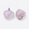 Natural Rose Quartz Pendants, with Brass Findings, Heart, Platinum, 23x20x7~9mm, Hole: 5x8mm