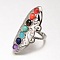 Chakra Jewelry, Brass Gemstone Finger Rings, Hollow, Platinum, Size 8, 18mm