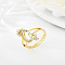 Brass Micro Pave Cubic Zirconia Finger Rings, Cadmium Free & Nickel Free & Lead Free, for Women, Letter G, US Size 3(14mm)