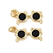 Brass Enamel Pendants, Eyeglasses Charms, with Jump Ring, Cadmium Free & Lead Free, Real 18K Gold Plated, Black, 11x20.5x2mm, Hole: 3mm