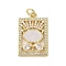 Brass Micro Pave Clear Cubic Zirconia Pendants, Cadmium Free & Lead Free, with ABS Imitation Pearl, Real 18K Gold Plated, Rectangle, 23x14x3mm, Hole: 3.3mm