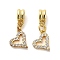 Rack Plating Brass Micro Pave Cubic Zirconia Charms, Long-Lasting Plated, Lead Free & Cadmium Free, Heart, Real 18K Gold Plated, 22mm, Hole: 3.5mm
