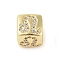 Brass Micro Pave Clear Cubic Zirconia European Beads, Cube, Leo, 8x8x7.5mm, Hole: 4.5mm