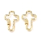 Brass Micro Pave Cubic Zirconia Screw Carabiner Lock Charms, for Necklaces Making, Quick Links, Cross, Golden, Clear, 32.5x22.5x4.5mm