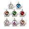 UV Plating Alloy Rhinestone Pendants, Crown, with K9 Glass, Faceted, Silver, 21x17x5mm, Hole: 1.8mm