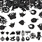 56Pcs 14 Styles Alloy Pendants, Tooth & Lion & Compass, Electrophoresis Black, 17.5~51x16~31.5x1.5~5mm, Hole: 1.5~2.7mm, 4pcs/style