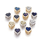 Brass Slide Charms, with Druzy Resin Cabochons, Heart, Mixed Color, 13x13x8~8.5mm, Hole: 3x11mm