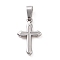 Non-Tarnish Vacuum Plating 201 Stainless Steel Pendants, Cross Charms, Stainless Steel Color, 19x11.5x2mm, Hole: 6x2.5mm