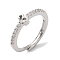 Rack Plating Brass Clear Cubic Zirconia Number 3 Adjustable Rings for Women, Cadmium Free & Lead Free, Long-Lasting Plated, Platinum, 4.9x3.1mm, US Size 8(18.1mm)