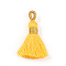 Polycotton(Polyester Cotton) Tassel Pendant Decorations, with Metallic Cord, Gold, 40~43x7~9mm, Hole: 5~6.5x2~3.5mm