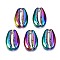 Alloy Pendants, No Hole/Undrilled, Cadmium Free & Nickel Free & Lead Free, Cowrie Shell Shape, Rainbow Color, 19x12x2.5mm