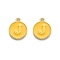 Golden Plated Alloy Enamel Charms, Enamelled Sequins, Flat Round with Alphabet, Letter.J, Yellow, 14x12x2mm, Hole: 1.5mm