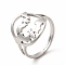 Non-Tarnish 304 Stainless Steel Bat Adjustable Ring for Women, Stainless Steel Color, US Size 6(16.5mm)