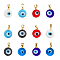 12Pcs 6 Colors Handmade Lampwork Evil Eye Pendants, with Real 18K Gold Plated Brass Findings, Cadmium Free & Lead Free, Mixed Color, 15x12x5mm, Hole: 4.5x3.5mm, 2pcs/color