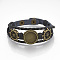 Imitation Leather Bracelet Making, Cadmium Free & Lead Free, with Alloy Cabochon Setting and Waxed Cords, Helm, Antique Bronze, Black, Tray: 18mm, 8-3/8 inch(213mm)