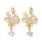 Brass Micro Pave Clear Cubic Zirconia Pendants, Cadmium Free & Nickel Free & Lead Free, Teardrop Charms, Real 18K Gold Plated, 22x14x6mm, Hole: 5x2.8mm