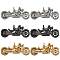 6Pcs 3 Colors Brass Micro Pave Clear Cubic Zirconia Pendants, Long-Lasting Plated, Motobike, Mixed Color, 12x28x10mm, Hole: 3.5mm, 2pcs/colors