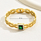 Vintage 201 Stainless Steel Granny Green Glass Hollow Wide Bracelet Party Daily Gift