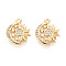 Brass Pave Clear Cubic Zirconia Pendants, Moon & Sun, Nickel Free, Real 18K Gold Plated, 15.5~16x13x3mm, Hole: 1.2mm