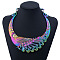Ethnic Style Alloy Peacock Bib Necklaces, Rainbow Color, 6.30 inch(16cm), Inner Diameter: 5.63 inch(14.3cm)