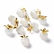 Cat Eye Pendants, with Golden Tone Alloy Finding, Apple Charm, WhiteSmoke, 19.5x14x14mm, Hole: 6.5x4mm