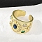 Brass Micro Pave Cubic Zirconia Adjustable Cuff Rings for Women, Rack Plating, Cadmium Free & Lead Free, Long-Lasting Plated, Real 18K Gold Plated, 17mm, Inner Diameter: Adjustable
