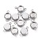 Non-Tarnish 304 Stainless Steel Cabochon Connector Settings, Flat Round, Stainless Steel Color, Tray: 6mm, 14x8.5x3mm, Hole: 1.6mm