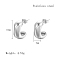 Non-Tarnish 304 Stainless Steel Stud Earrings, Rectangle Half Hoop Earrings, Stainless Steel Color, 16x7mm