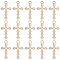 30Pcs Alloy Rhinestone Pendants, with Plastic Imitation Pearl Beaded, Cross Charms, Light Gold, 26x15x4mm, Hole: 2mm
