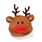 Christmas Deer Cotton & Non-Woven & Velvet Fabric Brooch, Cartoon Doll Iron Lapel Pin for Girl Women, Chocolate, 72x65x22mm