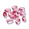 Transparent Glass Charms, Dyed & Heated, Teardrop, Cerise, 13.5x8x5.5mm, Hole: 1mm